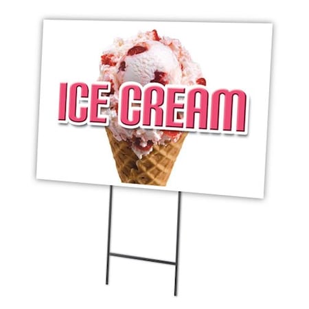 Ice Cream Yard Sign & Stake Outdoor Plastic Coroplast Window